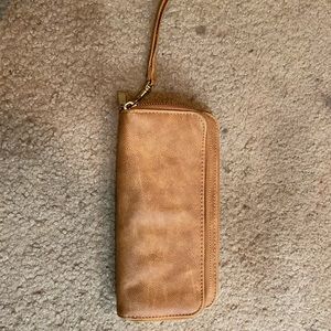 Large Tan Wallet Wristlet